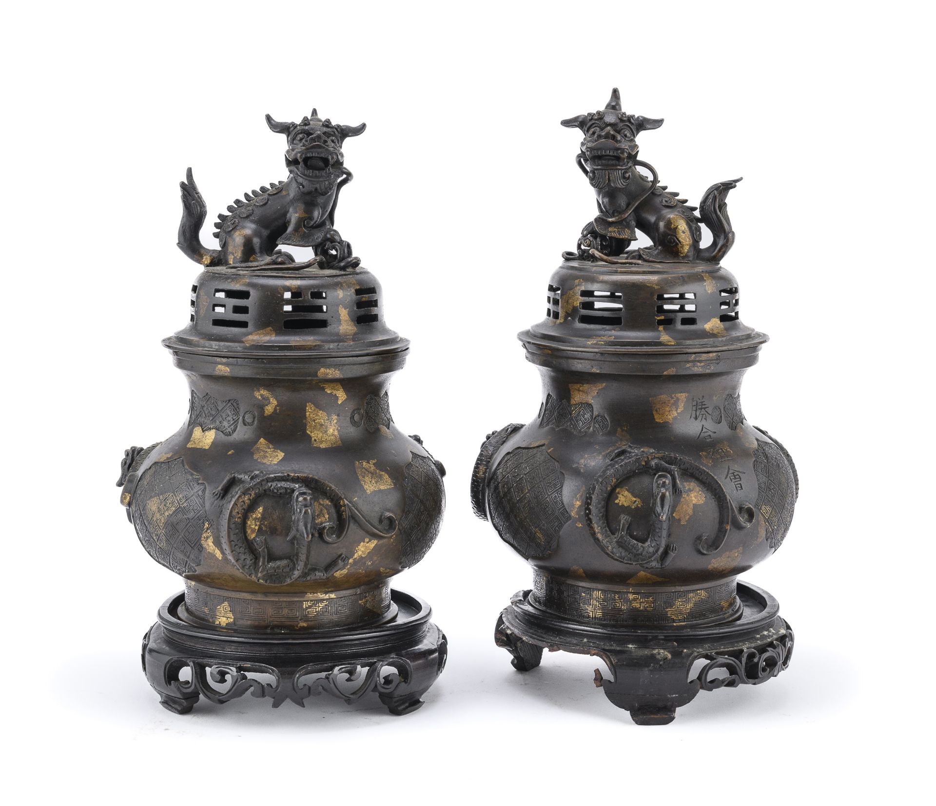 PAIR OF BRONZE CENSERS CHINA LATE 19TH EARLY 20TH CENTURY