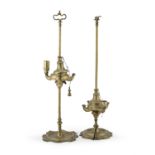 TWO GILDED METAL OIL LAMPS 19TH CENTURY