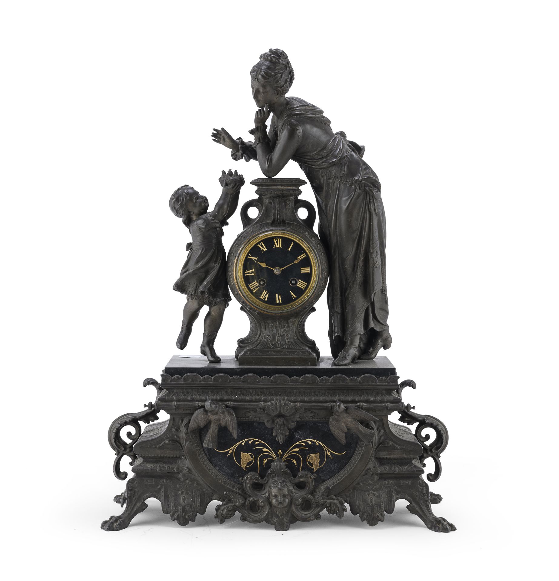 BRONZE TABLE CLOCK LATE 19TH CENTURY