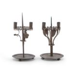 TWO SMALL IRON CANDLE HOLDERS 18TH CENTURY