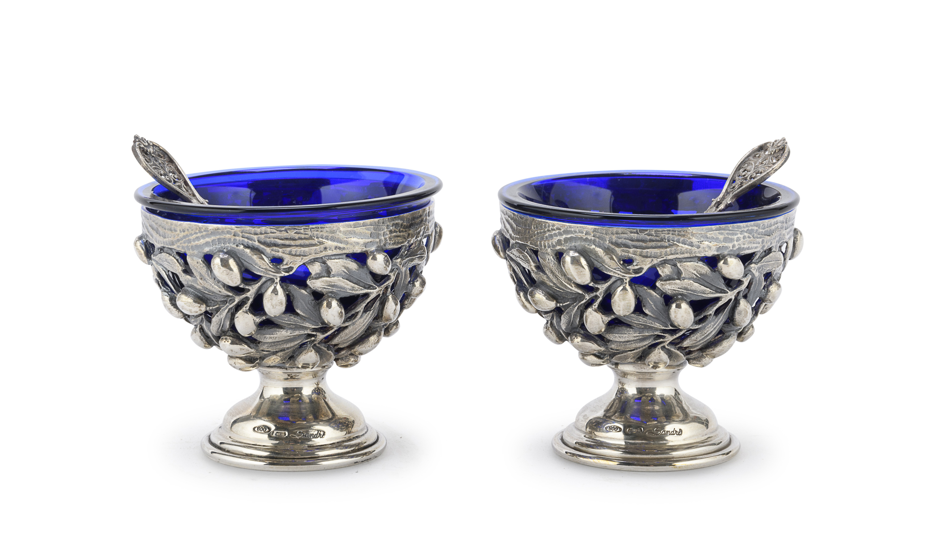 PAIR OF SILVER SALT CELLARS MILAN 20TH CENTURY