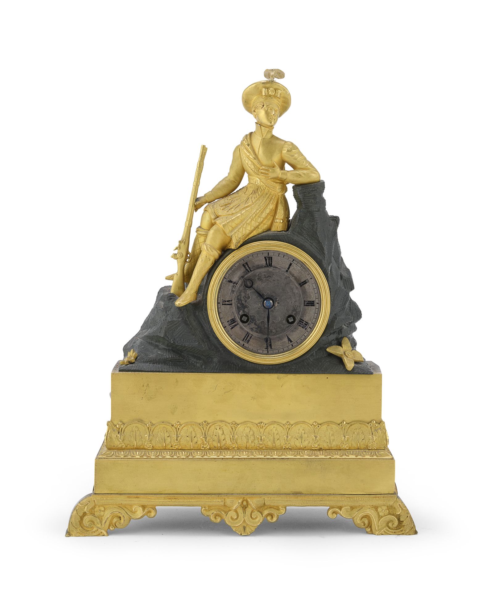 SMALL BRONZE TABLE CLOCK EARLY 19TH CENTURY