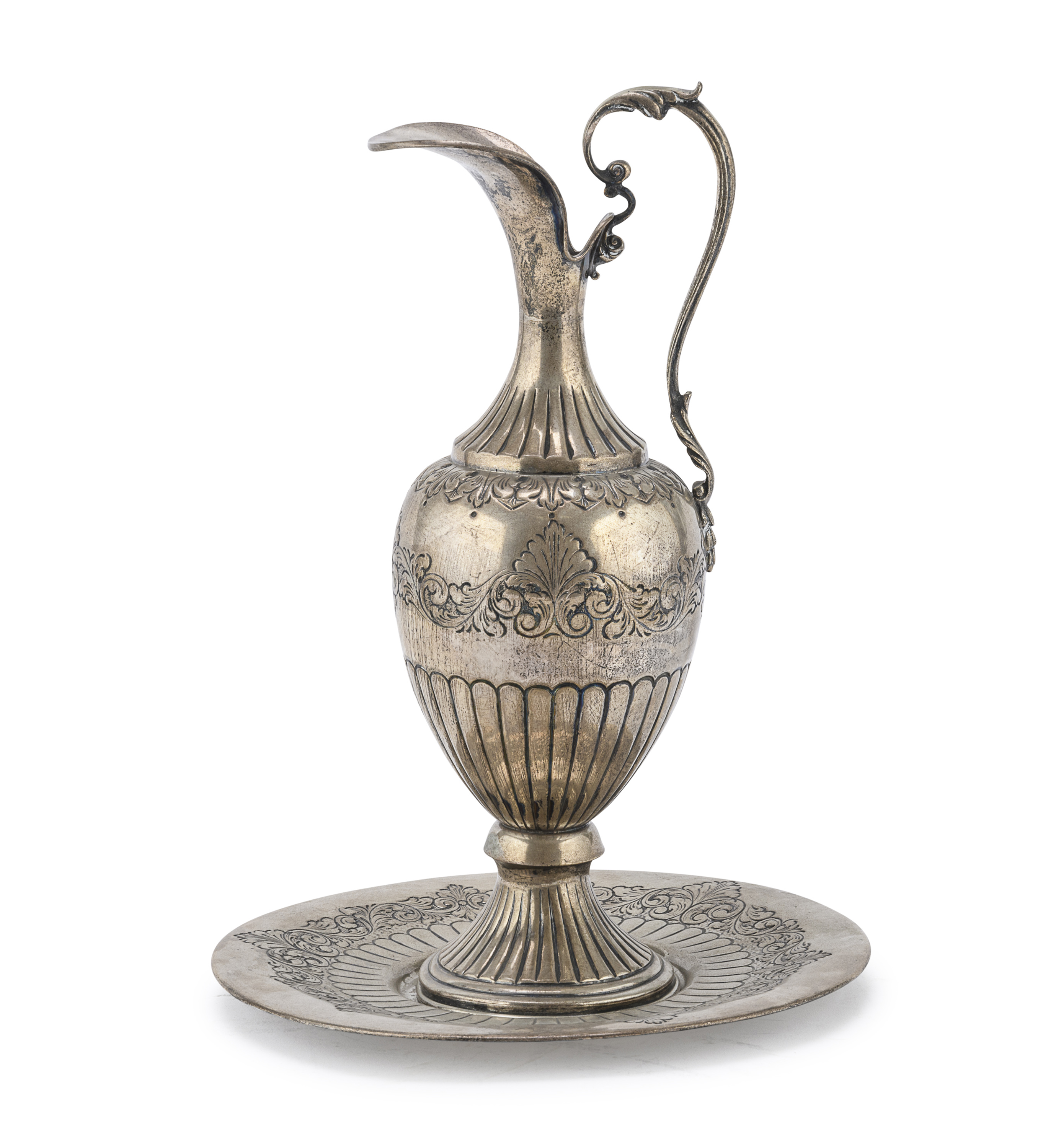 SILVER PITCHER WITH SAUCER PALERMO 1970 ca.