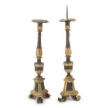 PAIR OF LACQUERED WOOD CANDLESTICKS 18TH CENTURY