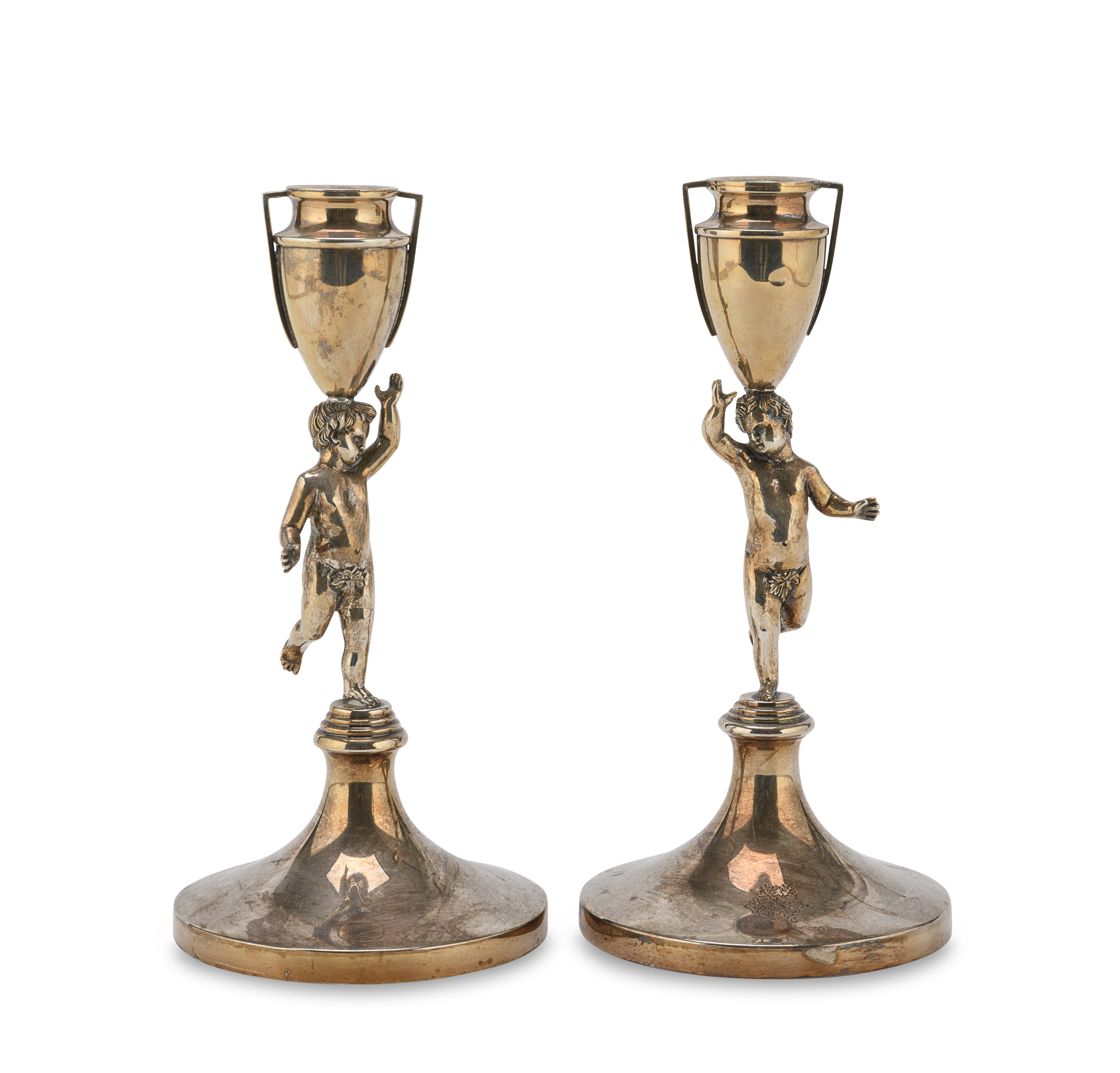 PAIR OF GILT SILVER CANDLESTICKS FLORENCE 2000