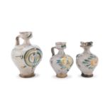 THREE SMALL MAJOLICA JUGS APULIA 19TH CENTURY