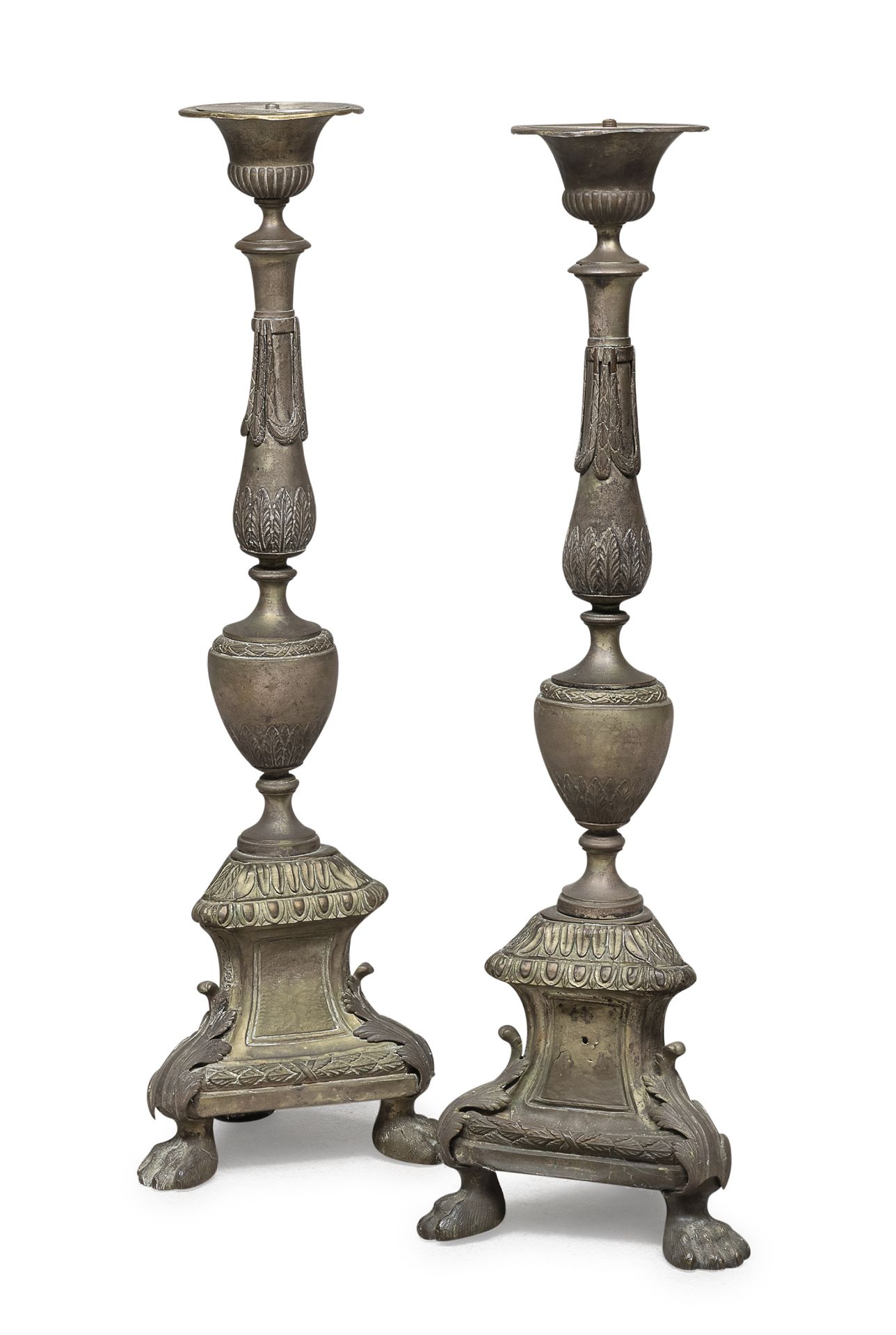 PAIR OF BRONZE CANDLESTICKS ROME 18TH CENTURY