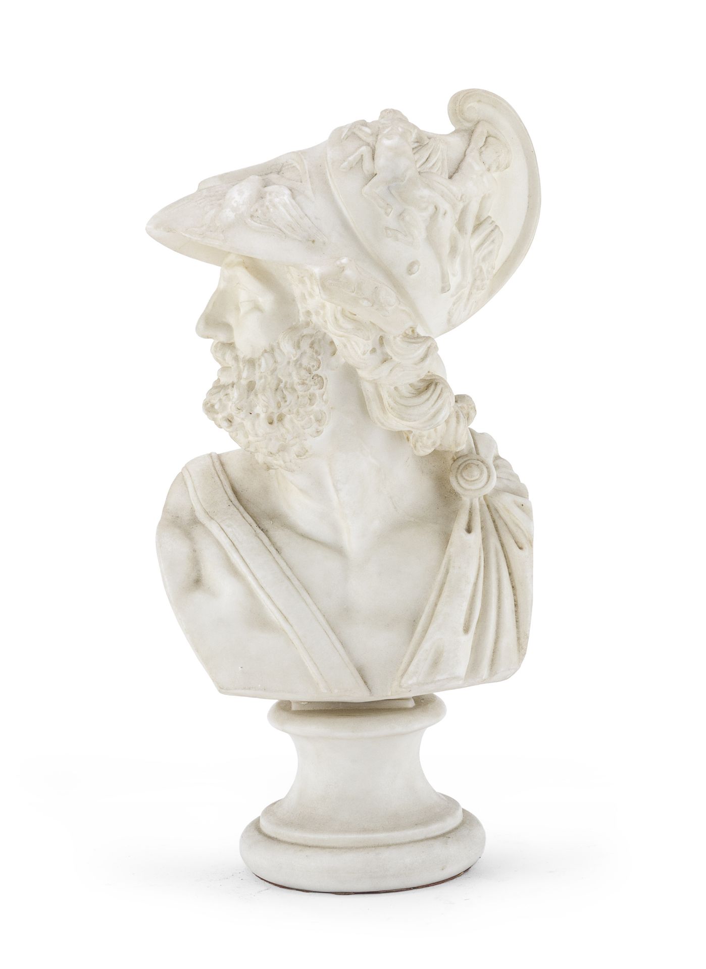 WHITE MARBLE BUST OF MENELAUS 19TH CENTURY