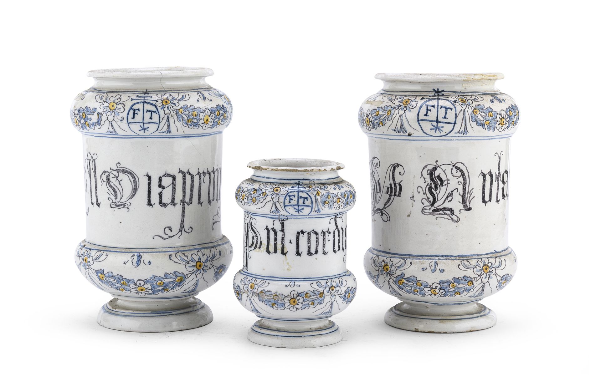 THREE PHARMACY JARS BASSANO END OF THE 18TH CENTURY