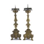 PAIR OF GILT METAL CANDLESTICKS 18TH CENTURY