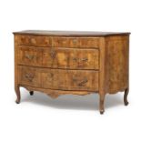 WALNUT AND WALNUT BRIAR CHEST OF DRAWERS ROME 18TH CENTURY