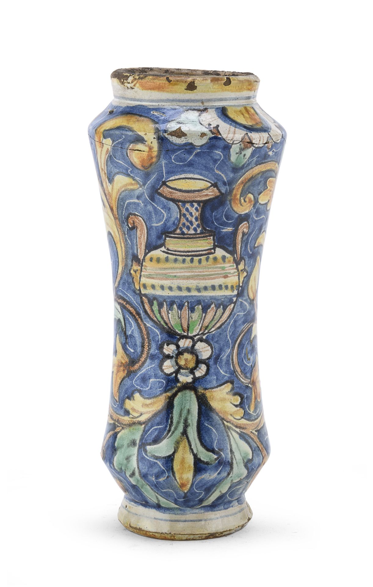 MAJOLICA ALBARELLO CALTAGIRONE 17TH CENTURY