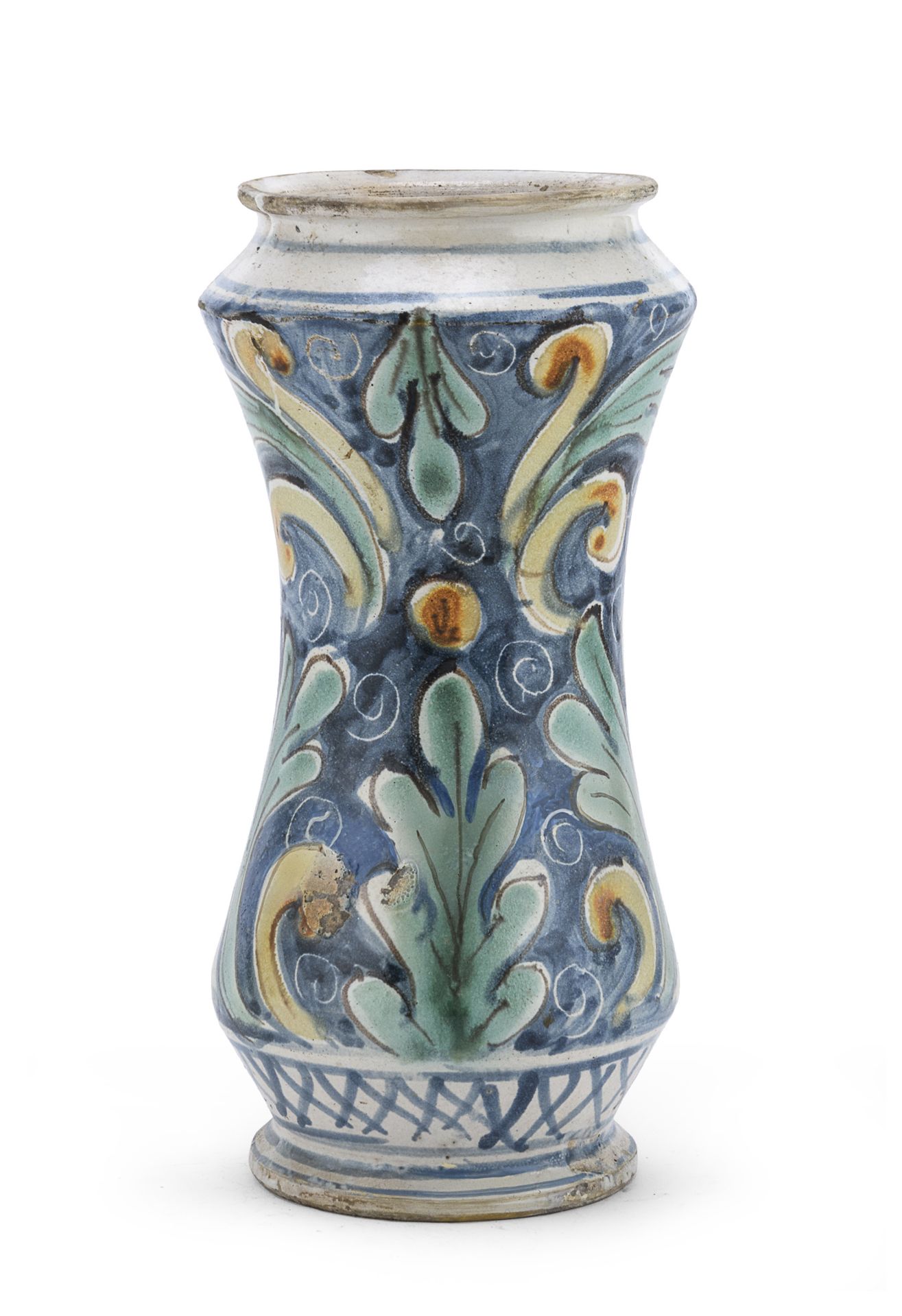 MAJOLICA ALBARELLO CALTAGIRONE END OF THE 18TH CENTURY