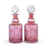 PAIR OF CRYSTAL BOTTLES EARLY 20TH CENTURY