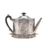 SILVER TEAPOT WITH DISH LONDON 1794