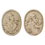 PAIR OF WOODEN OVAL BAS-RELIEFS NORTHERN ITALY 17TH CENTURY