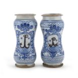 PAIR OF MAJOLICA ALBARELLOS, APULIA LA TERZA 18TH CENTURY