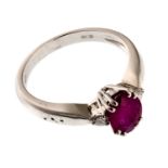 WHITE GOLD RING WITH RUBY AND DIANONDS