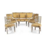 BEAUTIFUL LIVING ROOM SET IN WOOD WITH WHITE LACQUER AND GOLD NAPLES OF THE LOUIS XVI PERIOD