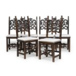 SIX BEAUTIFUL EBONIZED WALNUT CHAIRS UMBRIA ANTIQUE ELEMENTS