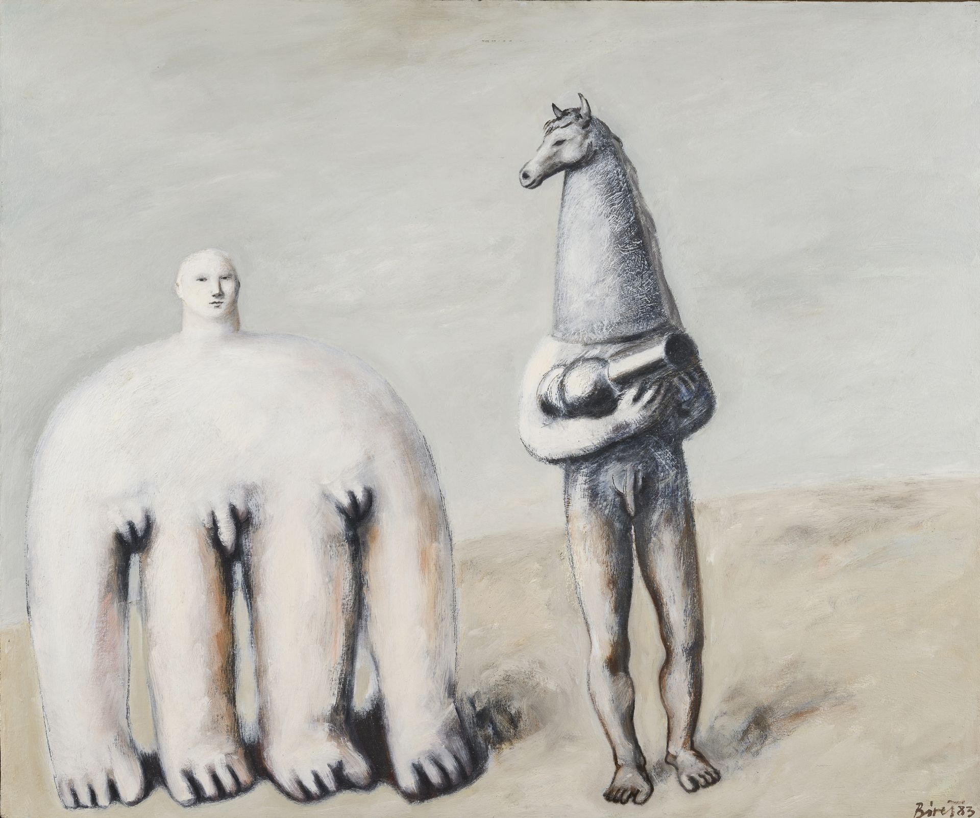 OIL PAINTING OF SURREAL CHARACTERS BY TIHOMIR BIRES 1983