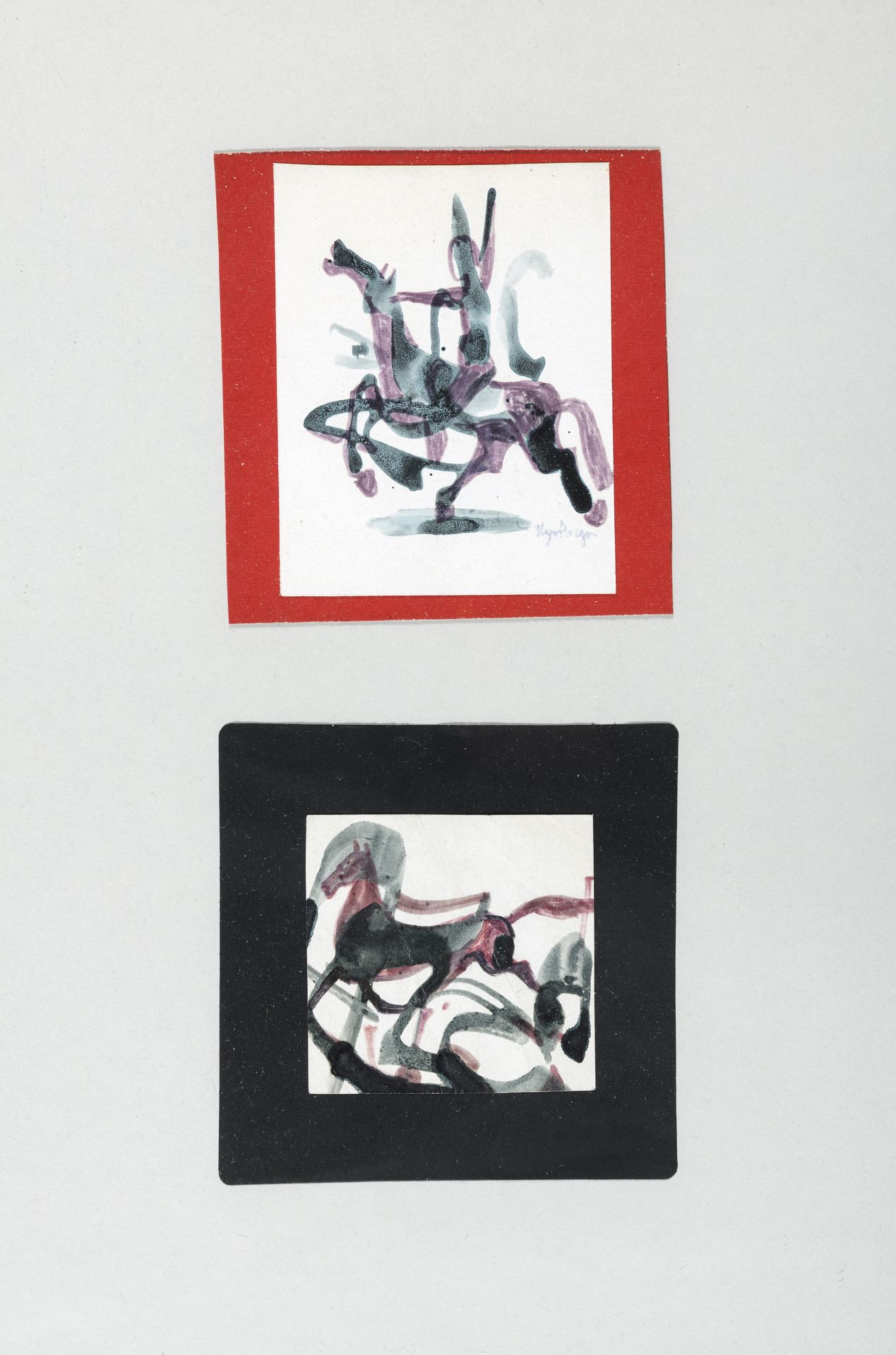 TWO MINIATURE DRAWINGS BY UGO POZZO