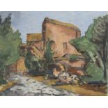 OIL PAINTING OF VIA APPIA BY ORFEO TAMBURI 1940s