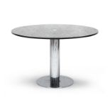 CRYSTAL AND CHROMED METAL TABLE 70'S