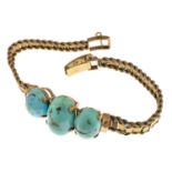 GOLD BRACELET WITH TURQUOISES