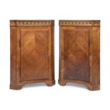 PAIR OF CORNER CABINETS IN BOIS DE ROSE PROBABLY GENOA LATE 18TH CENTURY