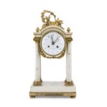 WHITE MARBLE TEMPLE CLOCK FRANCE 19TH CENTURY