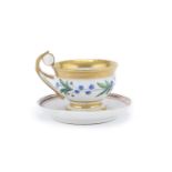 PORCELAIN CUP AND SAUCER 19TH CENTURY