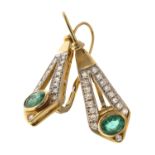 GOLD EARRINGS WITH EMERALDS AND DIAMONDS