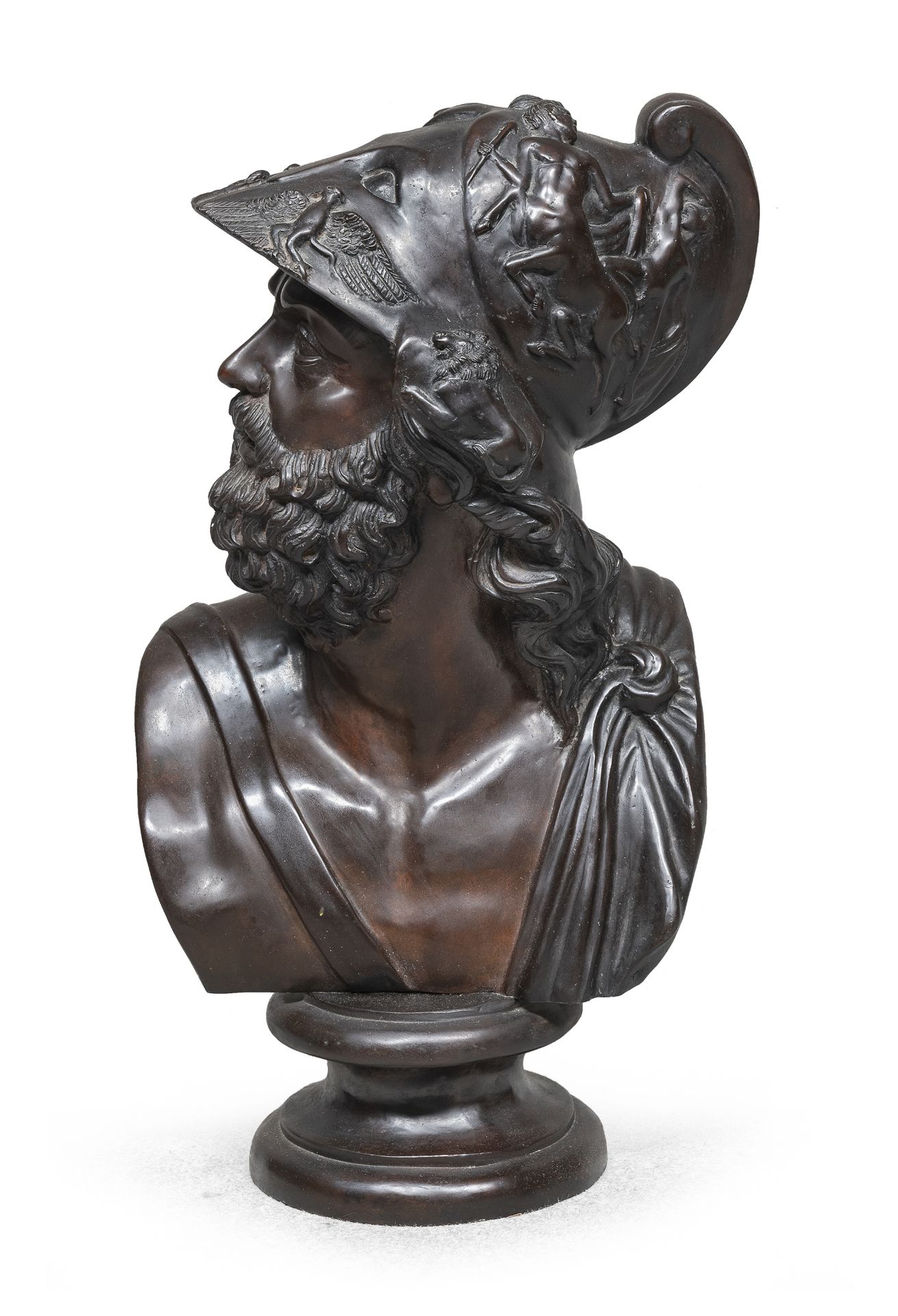 BURNISHED BRONZE BUST OF MENELAUS 19TH CENTURY - Image 2 of 2