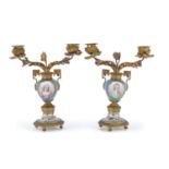 PAIR OF PORCELAIN CANDLESTICKS FRANCE 19TH CENTURY