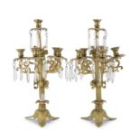 PAIR OF GILT METAL CANDLESTICKS 19TH CENTURY