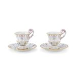 PAIR OF PORCELAIN CUPS AND SAUCER 20TH CENTURY