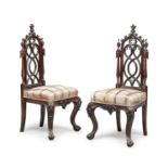 PAIR OF MAHOGANY CHAIRS ENGLAND NEO GOTHIC PERIOD