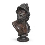 BURNISHED BRONZE BUST OF MENELAUS 19TH CENTURY