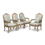 FOUR GILTWOOD ARMCHAIRS NAPLES 18TH CENTURY