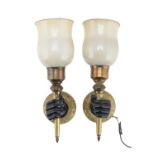 PAIR OF RARE BRONZE WALL LAMPS 19TH CENTURY