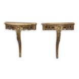 PAIR OF SMALL GILTWOOD CONSOLES NAPLES 18TH CENTURY