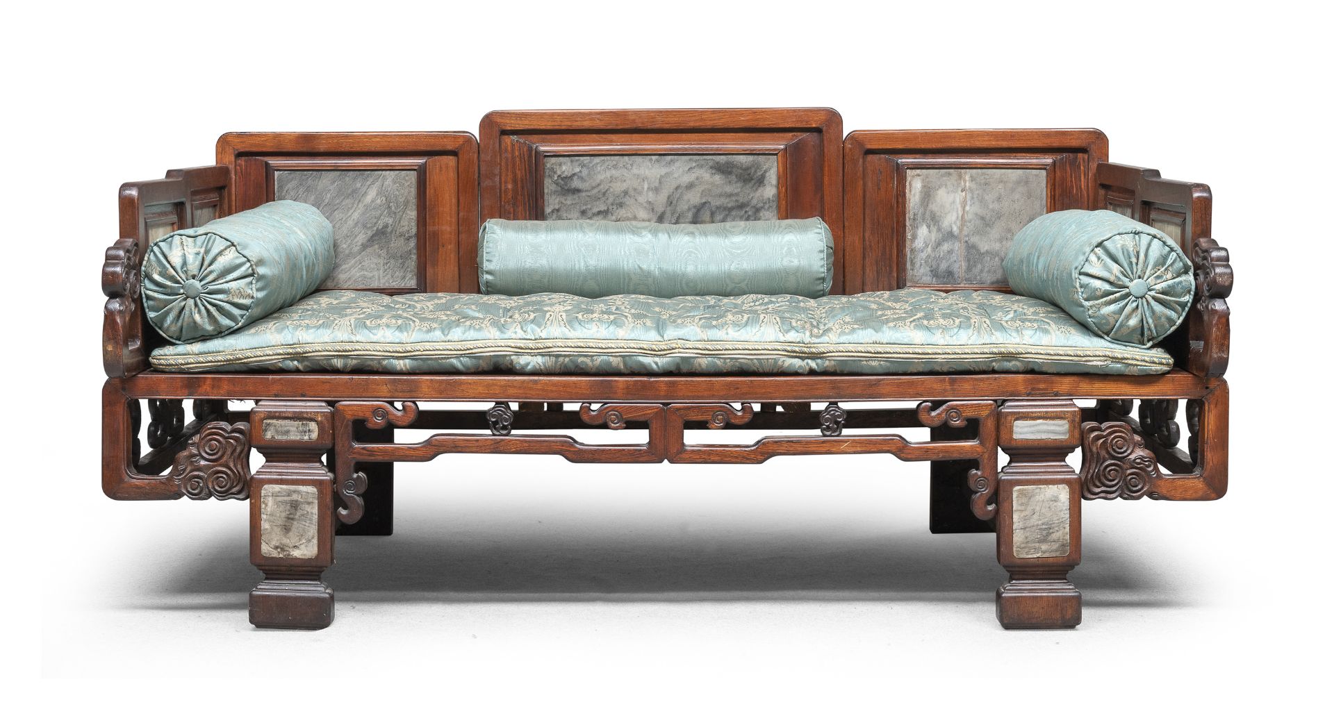 A CHINESE TEAK WOOD BED LATE 19TH CENTURY. - Image 2 of 2