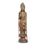 A CHINESE POLYCHROME WOOD SCULPTURE OF GUANYIN 20TH CENTURY.