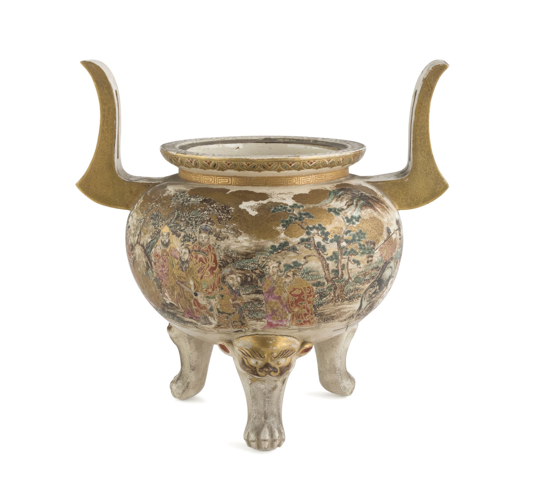 A JAPANESE POLYCHROME ENAMELED CENSER LATE 19TH EARLY 20TH CENTURY.