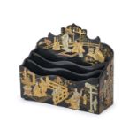 A JAPANESE BLACK LACQUER WOOD LETTER BOX 20TH CENTURY.