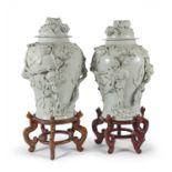 A PAIR OF CHINESE WHITE PORCELAIN POTICHES FIRST HALF 20TH CENTURY.
