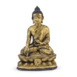 A CHINESE GILT BRONZE SCULPTURE OF BUDDHA LATE 19TH CENTURY.