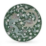 A CHINESE POLYCHROME ENAMELED PORCELAIN DISH LATE 19TH CENTURY.