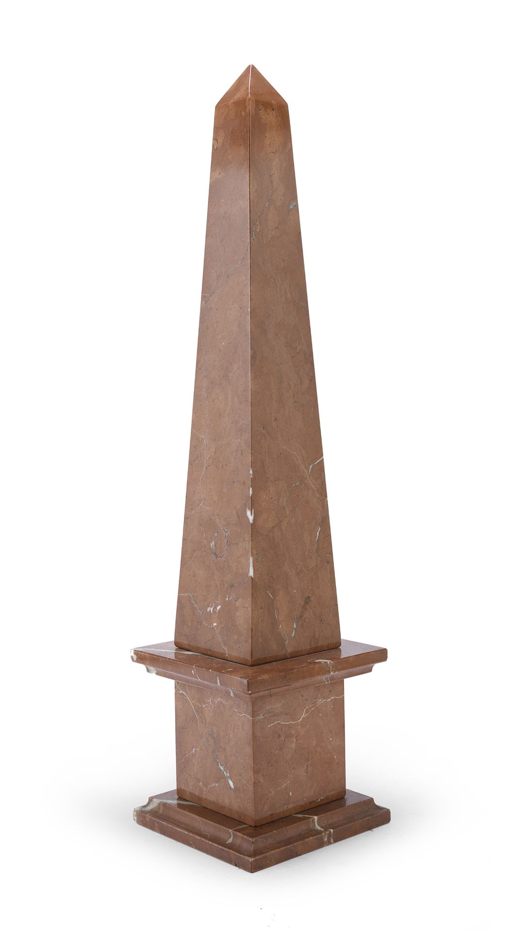 OBELISK IN RED BRECCIA MARBLE 20TH CENTURY